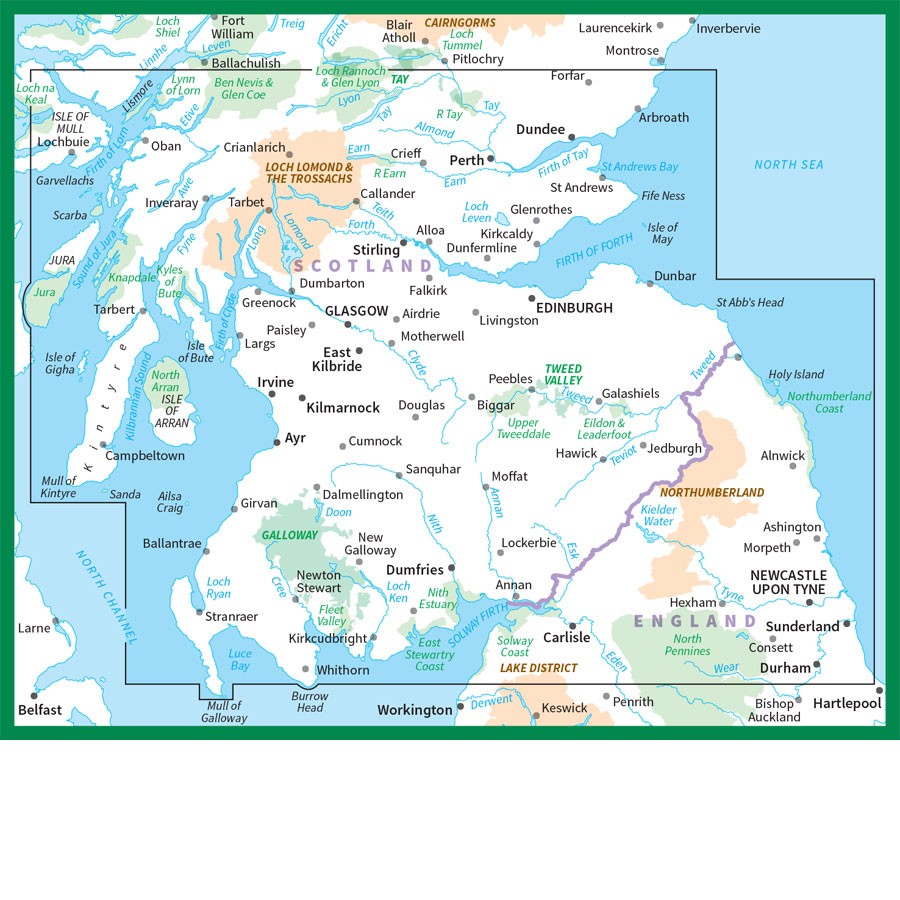 Southern Scotland and Northumberland OS Road Map 3 - The Tasmanian Map ...