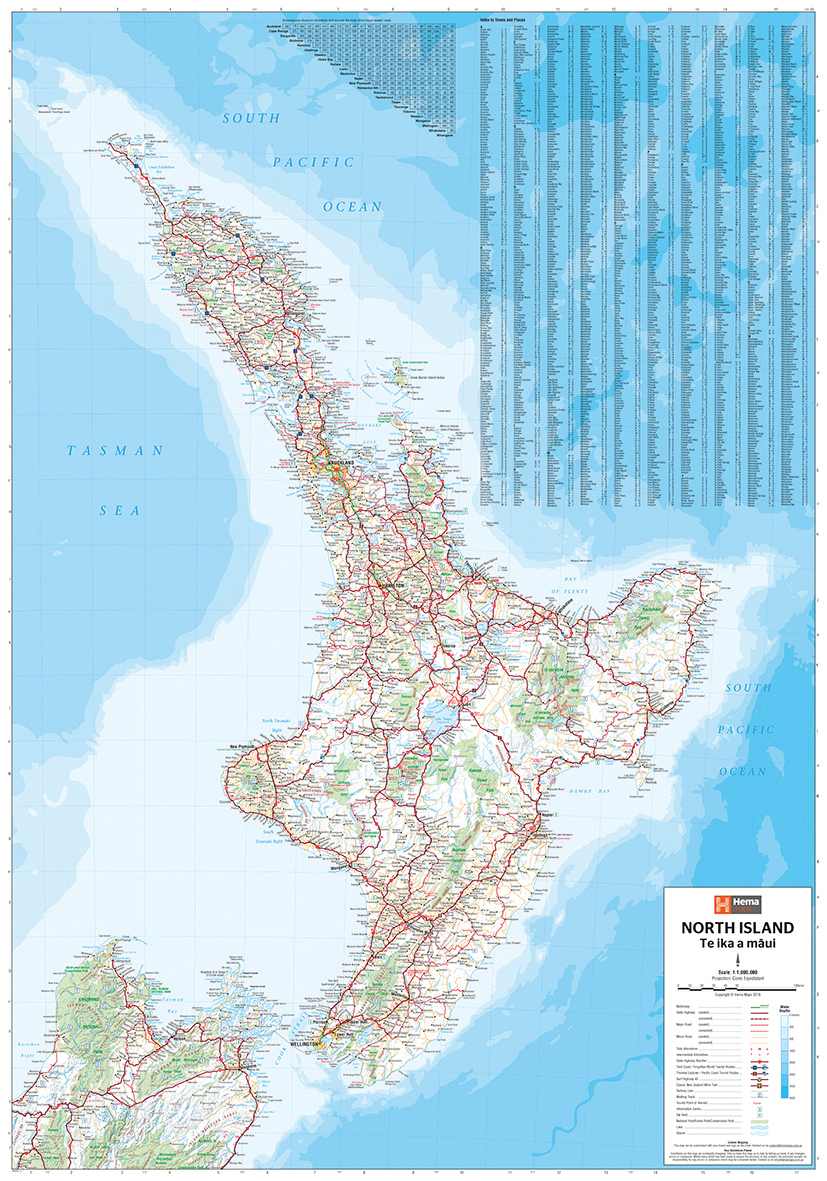 North Island New Zealand Map - The Tasmanian Map Centre